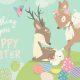 Cartoon Deers with cute bunnies Happy animals for