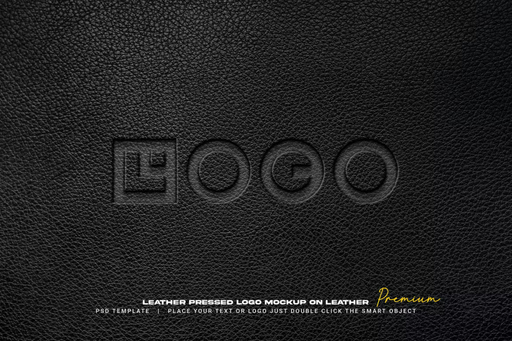 Leather pressed logo mockup Free Download